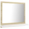 Bathroom Mirror White and Sonoma Oak 15.7"x4.1"x14.6" Chipboard