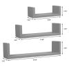 Set of 3, Floating Display Shelves Ledge Bookshelf Wall Mount Storage Gray Floating Shelves Wall Mounted - Decorative Storage Shelf, Multi-use Home St