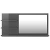 Bathroom Mirror High Gloss Gray 35.4"x4.1"x17.7" Chipboard