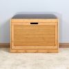 Entryway Bamboo Bench Living Room Storage Shoe Rack with Foldable Shelf