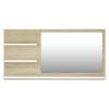 Bathroom Mirror White and Sonoma Oak 35.4"x4.1"x17.7" Chipboard