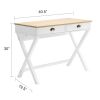 conifferism Simple Student White Writing Desk with 2 Storage Drawers, Modern Wood Computer Table Desk, Sturdy X-Shaped Leg for Home Office, Bedroom