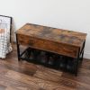 Industrial Storage Bench, Entryway Lift Top Shoe Storage Bench in Dining Room, Hallway, Living Room Metal Frame