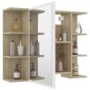 Bathroom Mirror Cabinet White and Sonoma Oak 31.5"x8.1"x25.2" Chipboard