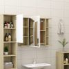 Bathroom Mirror Cabinet White and Sonoma Oak 31.5"x8.1"x25.2" Chipboard