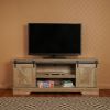 Farmhouse TV Stand Modern Television Stands Mid Century Media Entertainment Center with Sliding Barn Doors and Storage Cabinets, Console Table for Liv