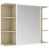 Bathroom Mirror Cabinet White and Sonoma Oak 31.5"x8.1"x25.2" Chipboard