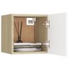 Bedside Cabinet White and Sonoma Oak 12"x11.8"x11.8" Chipboard