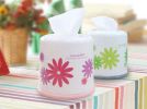 Elegant Flowers Pattern Round Tissue Box Tissue Holders 15x15 CM,Green