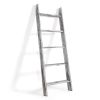 Farmhouse 4.5 Ft Wall Leaning Wood Blanket Quilt Storage Ladder Towel Rack, Bathroom Bedroom Decorative Shelf - Vintage White XH