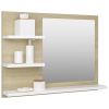 Bathroom Mirror White and Sonoma Oak 23.6"x4.1"x17.7" Chipboard