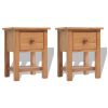 Nightstands 2 pcs 14.2"x11.8"x18.5" Solid Oak Wood