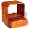 Nightstand with Drawer 2 pcs Solid Sheesham Wood 15.8"x11.8"x19.7"