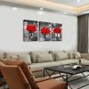 Wall Decor 3 Pcs Canvas Wall Art Red Rose Painting, Black & White Floral Painting Framed Wall Art for Modern Home Decoration (12inchesx16 inchesx3pcs)