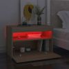 Bedside Cabinet & LED Lights 2 pcs Sonoma Oak 24"x14"x16"