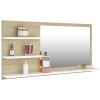 Bathroom Mirror White and Sonoma Oak 35.4"x4.1"x17.7" Chipboard