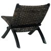 Relaxing Chair Black Natural Kubu Rattan and Solid Mahogany Wood