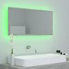 LED Bathroom Mirror Concrete Gray 35.4"x3.3"x14.6" Chipboard