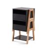 Nightstand Side Table Side Table with Storage Drawers and Open Shelves Solid Wood Nightstand with Solid Wood Legs Modern Nightstand for Bedroom Living