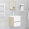 Bathroom Mirror White and Sonoma Oak 15.7"x4.1"x14.6" Chipboard