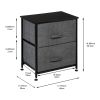 2 Drawers -Night Stand, End Table Storage Tower - Sturdy Steel Frame, Wood Top, Easy Pull Fabric Bins - Organizer Unit For Bedroom, Hallway, Entryway,