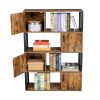 Bookcase with 4 Storage Cabinet, 4 Tier Bookshelf for Living Room, Office, Storage Oraganizer with 4 Cube, Vintage Brown RT