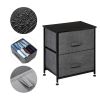 2 Drawers -Night Stand, End Table Storage Tower - Sturdy Steel Frame, Wood Top, Easy Pull Fabric Bins - Organizer Unit For Bedroom, Hallway, Entryway,