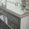 Mirrored Desk Console Table,Unique Modern Decorative Design Mirrored Desk Home Console Table Bedroom Vanity Make-up Table with 5 Drawer,Silver