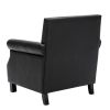 Living Traditional Upholstered PU Leather Club Chair with Nailhead Trim, Black