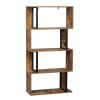 Bookcase and Bookshelf 4 Tier Display Shelf, S-Shaped Z-Shelf Bookshelves, Freestanding Multifunctional Decorative Storage Shelving for Home Office, V