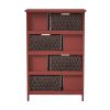 Storage Cabinet, Accent Cabinet, with 4 Drawers and 4 Baskets , for Kitchen/Dining/Entrance/Bedroom (red)