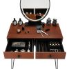 Vanity Set with 3 Color Dimming Touch Screen Lighted Mirror Makeup Mirror Dressing Mirror 2 Drawers and Cushioned Stool