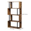 Bookcase and Bookshelf 4 Tier Display Shelf, S-Shaped Z-Shelf Bookshelves, Freestanding Multifunctional Decorative Storage Shelving for Home Office, V