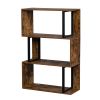 Bookcase and Bookshelf 3 Tier Display Shelf, S-Shaped Z-Shelf Bookshelves, Freestanding Multifunctional Decorative Storage Shelving for Home Office, V