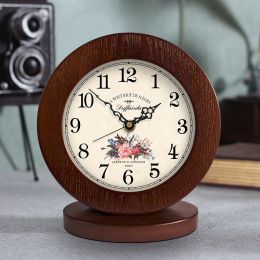 Living Room American Simple Wooden Clock Table Clock Mute Modern Bedroom Table Clock (style: I)