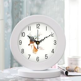 Living Room American Simple Wooden Clock Table Clock Mute Modern Bedroom Table Clock (style: D)