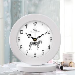 Living Room American Simple Wooden Clock Table Clock Mute Modern Bedroom Table Clock (style: F)