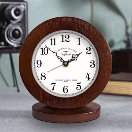 Living Room American Simple Wooden Clock Table Clock Mute Modern Bedroom Table Clock (style: C)