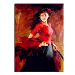 Ha's Art 100% Handmade Abstract Oil Painting Wall Art Modern Beautiful Girl Picture Canvas Home Decor For Living Room Bedroom No Frame (size: 90x120cm)