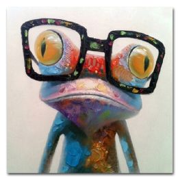 Top Selling Handmade Abstract Oil Painting Wall Art Modern Minimalist Cute Frog Picture Canvas Home Decor For Living Room Bedroom No Frame (size: 120x120cm)