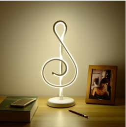 Modern Simple Music Symbol Bedroom Bedside Lamp Warm Romantic Household Creative Personality Eye-care Desk LED (style: White stepless dimming 21w)