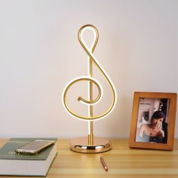 Modern Simple Music Symbol Bedroom Bedside Lamp Warm Romantic Household Creative Personality Eye-care Desk LED (style: GlodHuang Guang 21w)