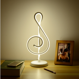 Modern Simple Music Symbol Bedroom Bedside Lamp Warm Romantic Household Creative Personality Eye-care Desk LED (style: White yellow light 21w)