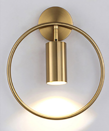 Nordic Minimalist Ring Wall Lamp Post-Modern Bedroom Bedside Creative Staircase Aisle Porch Corridor Wall Spotlight (Color: Gold, style: White light)