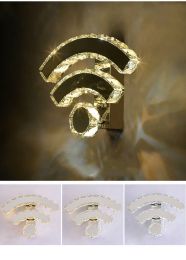 Crystal Wall Lamp Simple Led Living Room Background Wall Lamp Bedroom Bedside Lamp Corridor Wall Lamp (Color: 3 color dimming, style: WIFI)