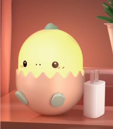 Mimi Rabbit Dinosaur Egg Bedroom Sleeping Bedside Sensor Night Light (Color: Emerald green 3c charging head)