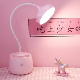 Small Table Lamp iIns Wind Simple Girl Bedroom Desktop Eye Protection Desk Rechargeable Plug Dual-use Adjustable Brightness (style: C)