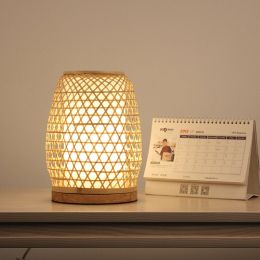 Table Lamp Bedroom Bedside Night Light Simple Handmade Bamboo Lamp (size: 17CMX24CM)