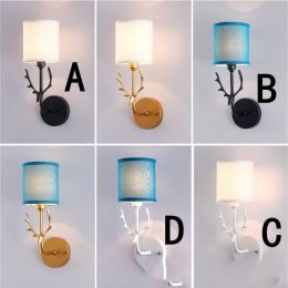 Modern Bedroom Bedside Aisle Wall Lamp Wrought Iron Antlers Living Room Hotel Lamps (style-power: No light source-9W, Color: D)