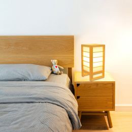 Solid Wood Tatami Bedroom Bedside Lamp Korean Style (power: AU, Color: White light)